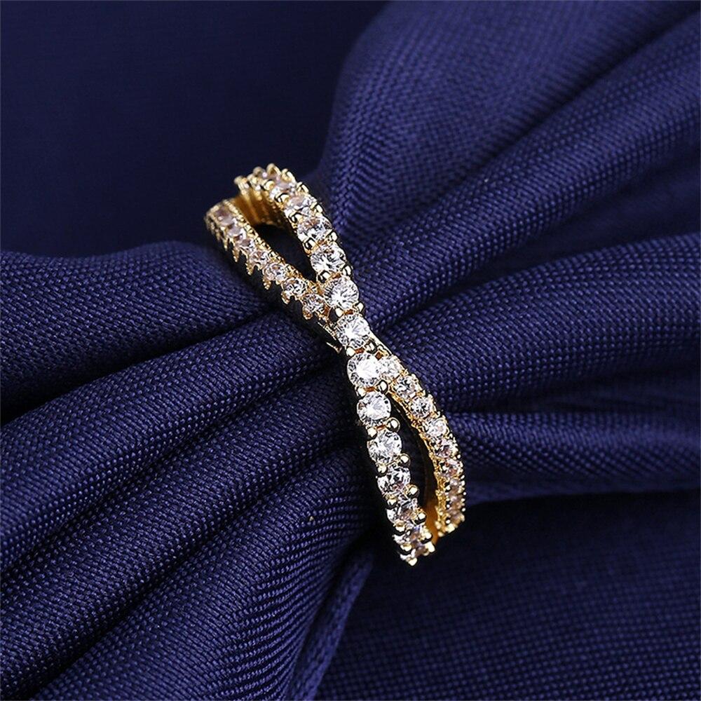 New Golden Rings For Women Adjustable Intersect Opening S925 Silver Refined Zircon Ring Lover Festival Anniversary Gift