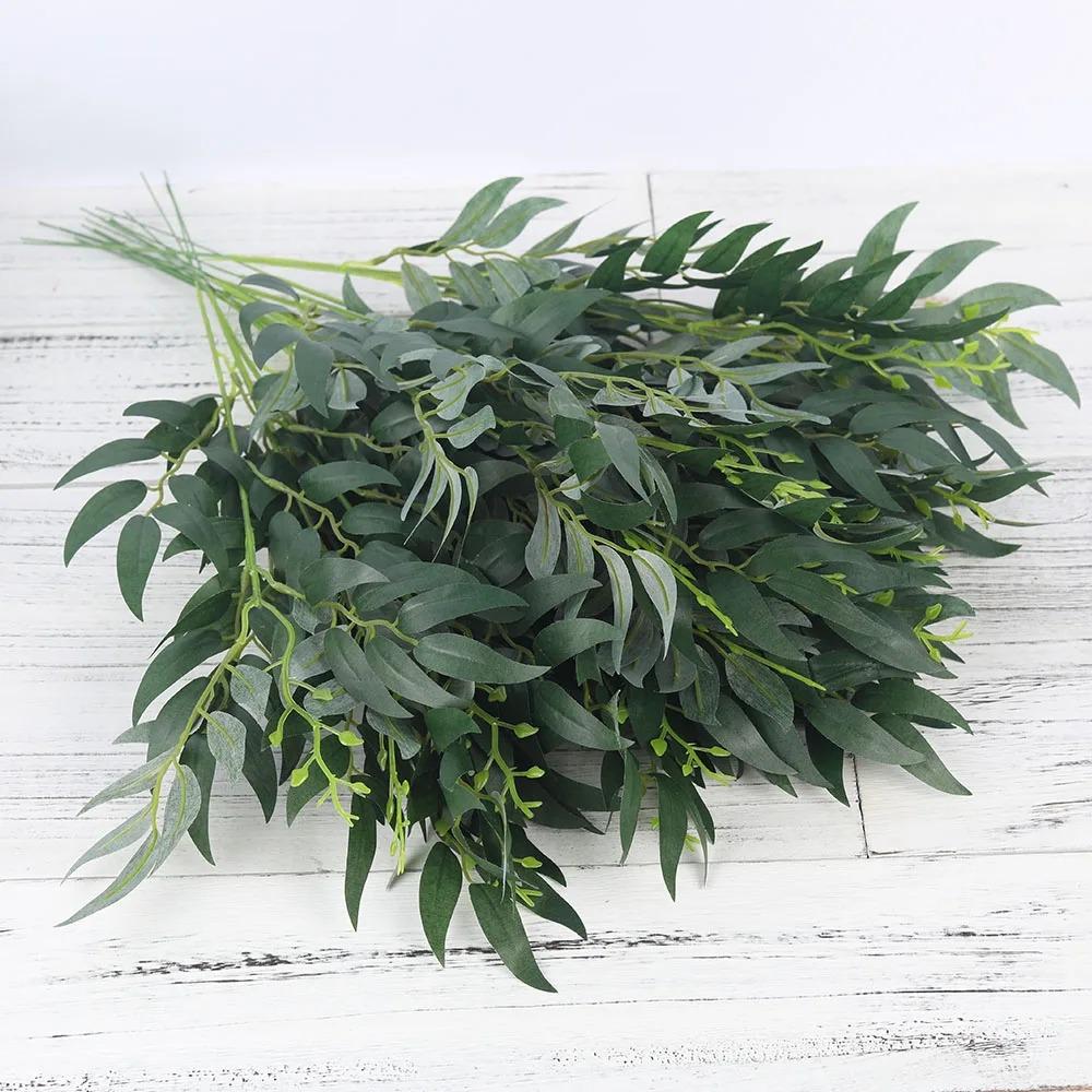 Handmade Silk Willow Leaves Long Fake Plant Home Garden Decor