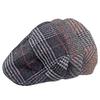 Осенне-зимний шерстяной берет, мужская британская кепка вперед, клетчатая кепка, кепка газетчика