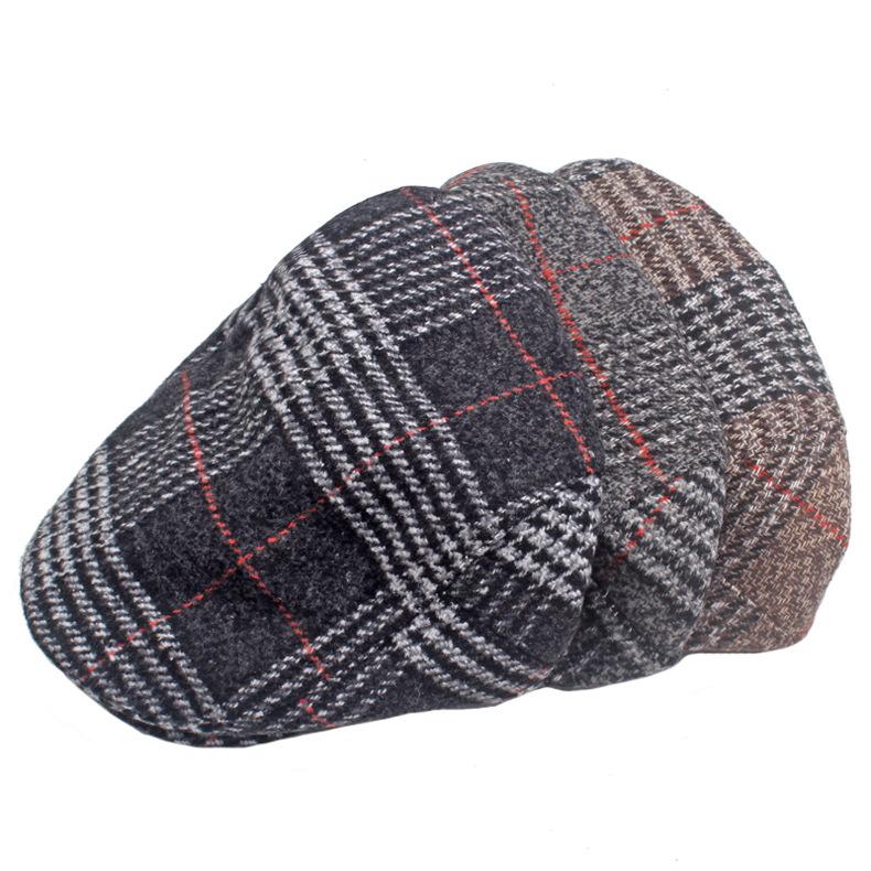 Осенне-зимний шерстяной берет, мужская британская кепка вперед, клетчатая кепка, кепка газетчика