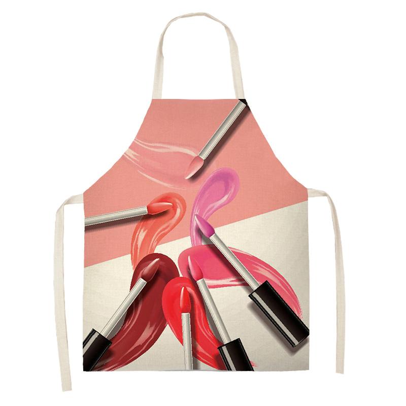 Nail Polish Lipstick Beauty Kitchen Women Apron Household Cleaning Cotton Linen Pinafore Salon Home Cooking Baking Adult BIb