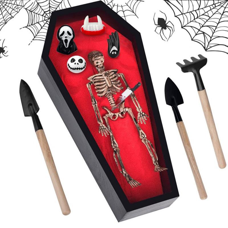 Children Decorate Props Skeleton Coffin Toy Halloween Grimaces Scythe Props Demon Decoration Supplies DIY Decorations