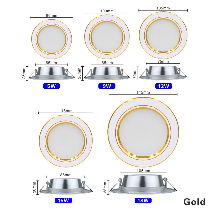10pcs/lot Led Downlight 220v Ceiling Light 5W 9W 12W Recessed Down Light Round Led Panel Light 15W 18W Spotlight Indoor Lighting