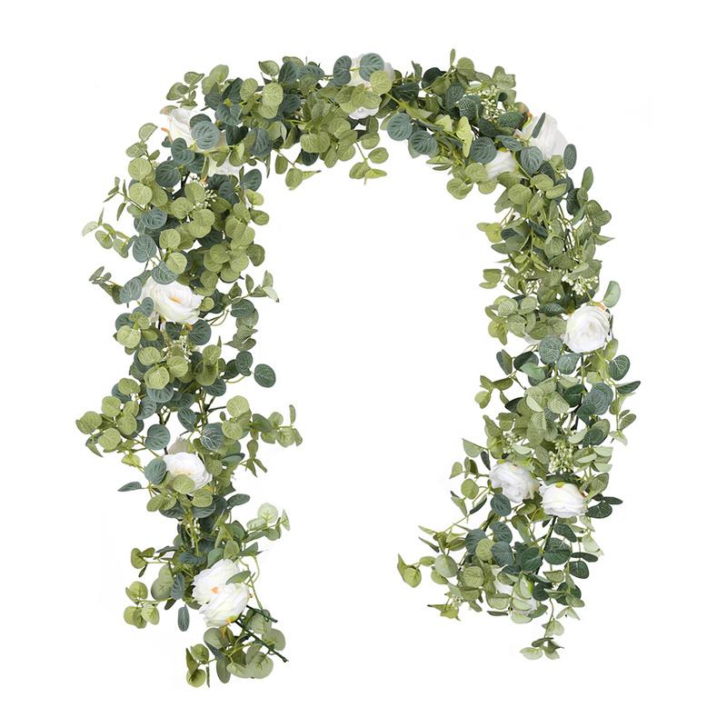 1,8 м искусственный эвкалипт с гирляндой из камелий, подвесной ротанговый домашний сад, свадебный фон, настенный декор
