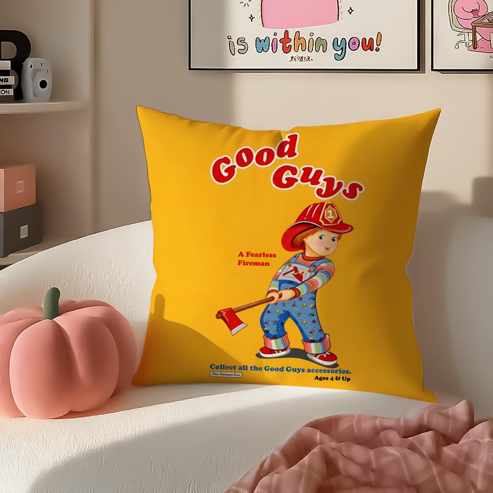 Horror creepy GGood GGuys Cushion Cover Pillowcase Short Plush Invisible zipper Room Sofa Cushion Cover