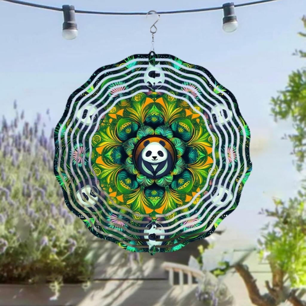 Panda Printed Wind Chime Rotating Design 360 Hook Perfect for All Seasons Garden Decor No Electricity Needed General Occasion