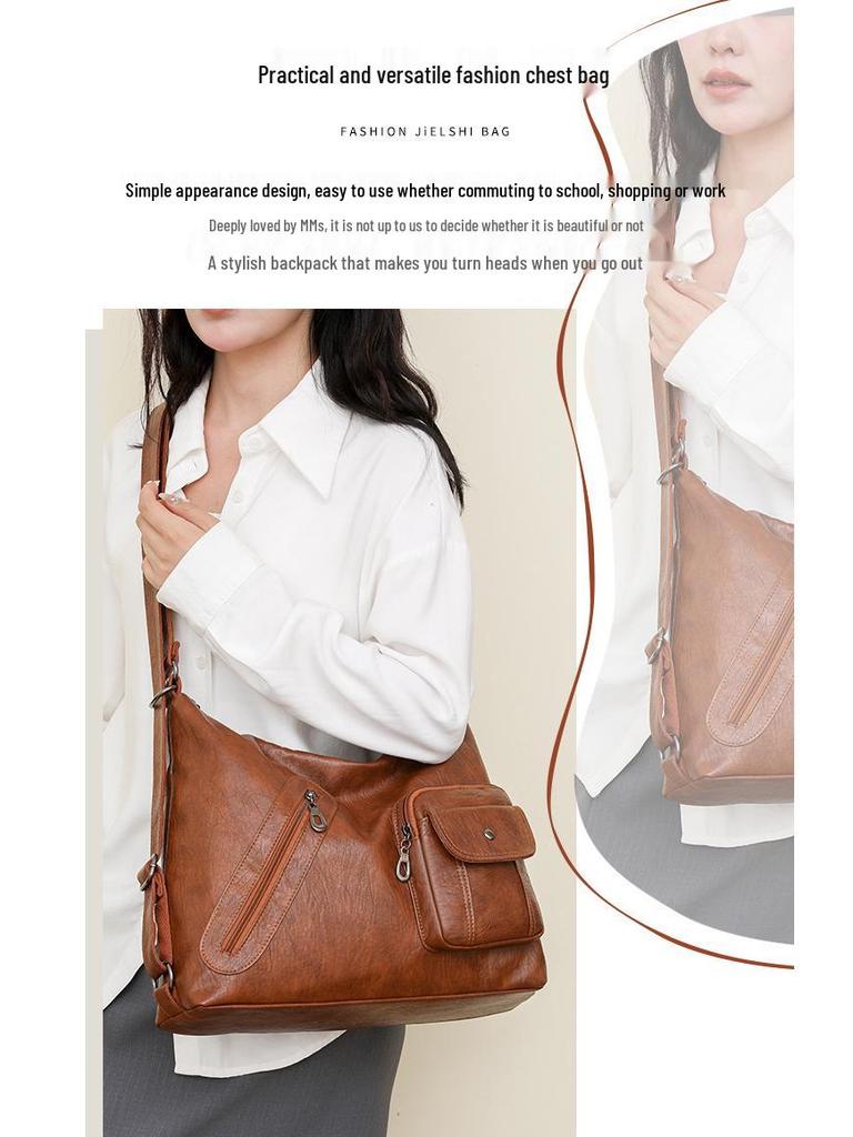 Женский модный вместительный рюкзак-сумка через плечо 2025