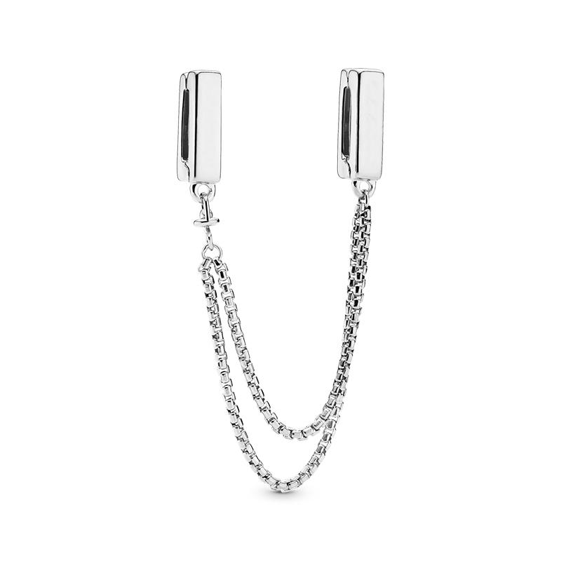 925 Sterling Silver Safety Chain Bead Charms Fit Original Bracelet DIY Attachment Clip Heart Star Jewelry Gift For Women