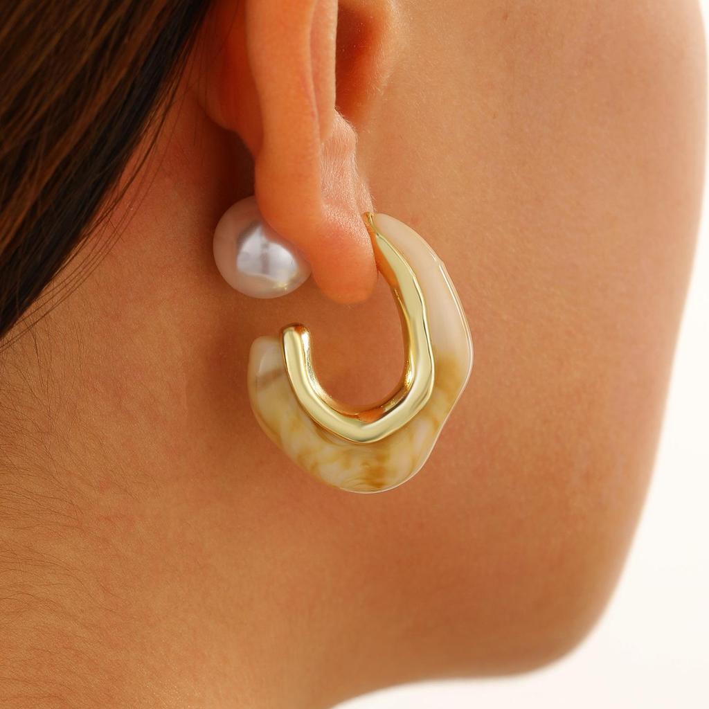 Французский ретро-стиль, модные универсальные геометрические серьги из сплава смолы в форме буквы C для женщин