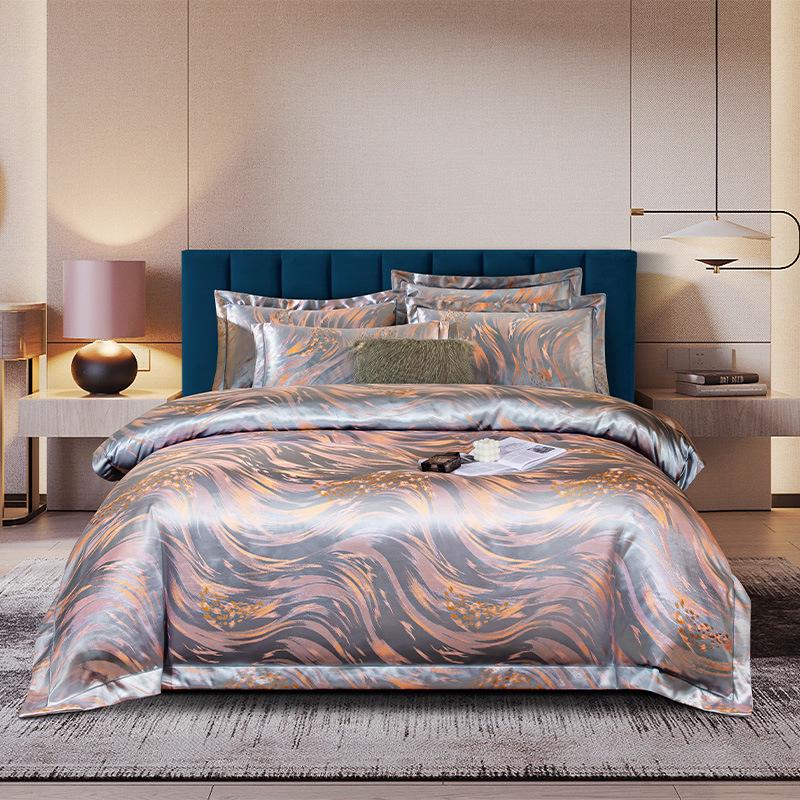 Европейский Хлопковый Сатин Жаккард 4-Предметный Комплект Постельного Белья, Дружелюбный к Коже