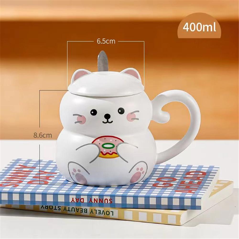 Ceramic Mug Cute Panda Cat Rabbit Funny Animal Water Cup with Lid Decorative Coffee Cup with Cover Children Kids Drinkware Cups