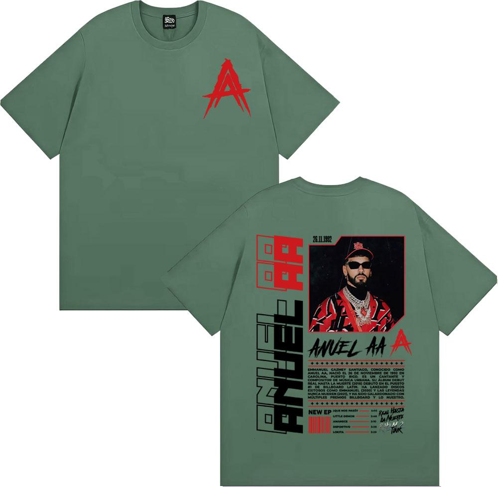 Anuel AA Rhlm 2 Real Hasta La Muerte Album T Shirt Mens Clothing Harajuku Gothic Vintage Tshirts 100 Cotton Oversized Tshirt