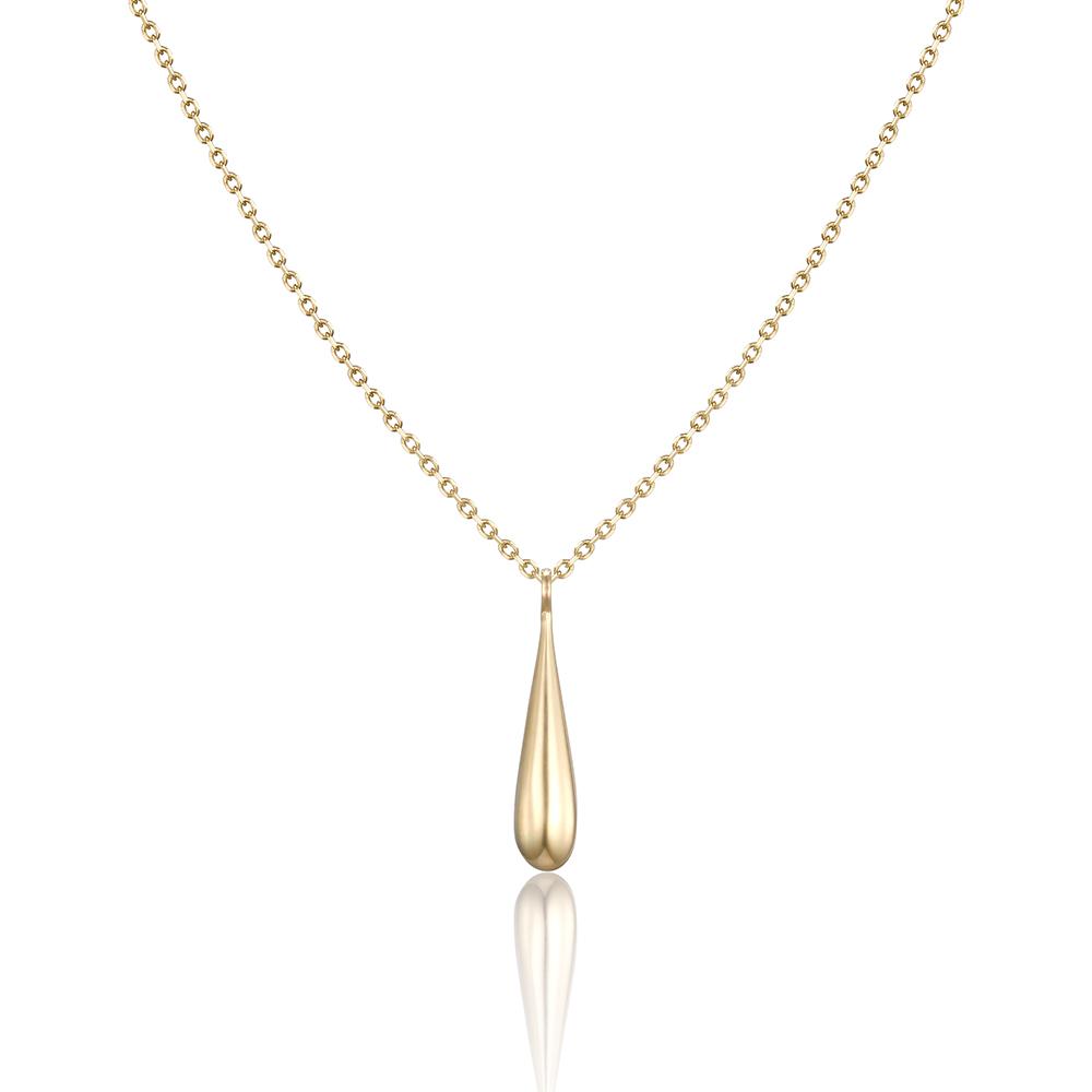 Lunne 14K Solid Raindrop Long Necklace (14K Gold) Lfn22