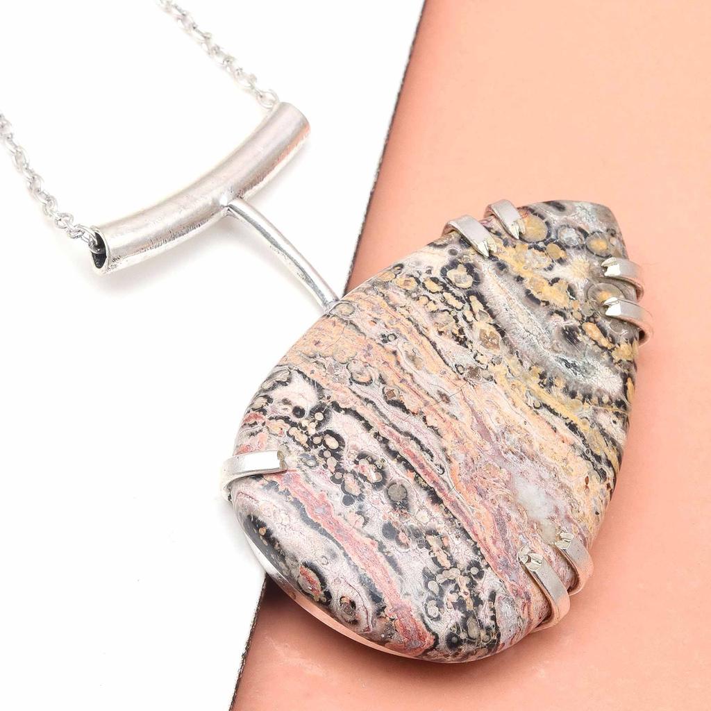 Ювелирное ожерелье на День матери с драгоценными камнями из кожи леопарда и яшмы 20 дюймов