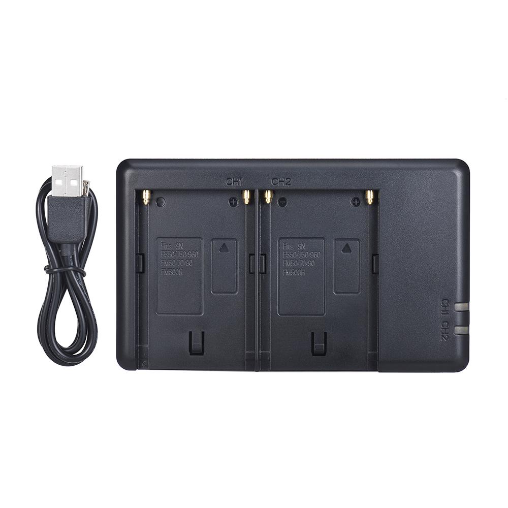 FB NP F550 Camera Battery Charger 2 Channel Micro USB Input for Sony F750 F770 F960 F970 F550 F530 F330 F570 FM50 FM70