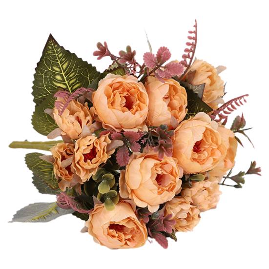 Искусственный цветок Широкое применение Улучшение дома Компактный букет 9 головок Искусственные пионы Красивые неувядающие