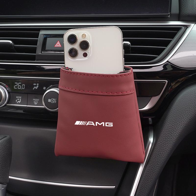Car Air Outlet Storage Bag Leather Organizer Box Accessories Car Hub Cap For Mercedes Benz AMG W214 W205 W204 W206 W213 W212 W21