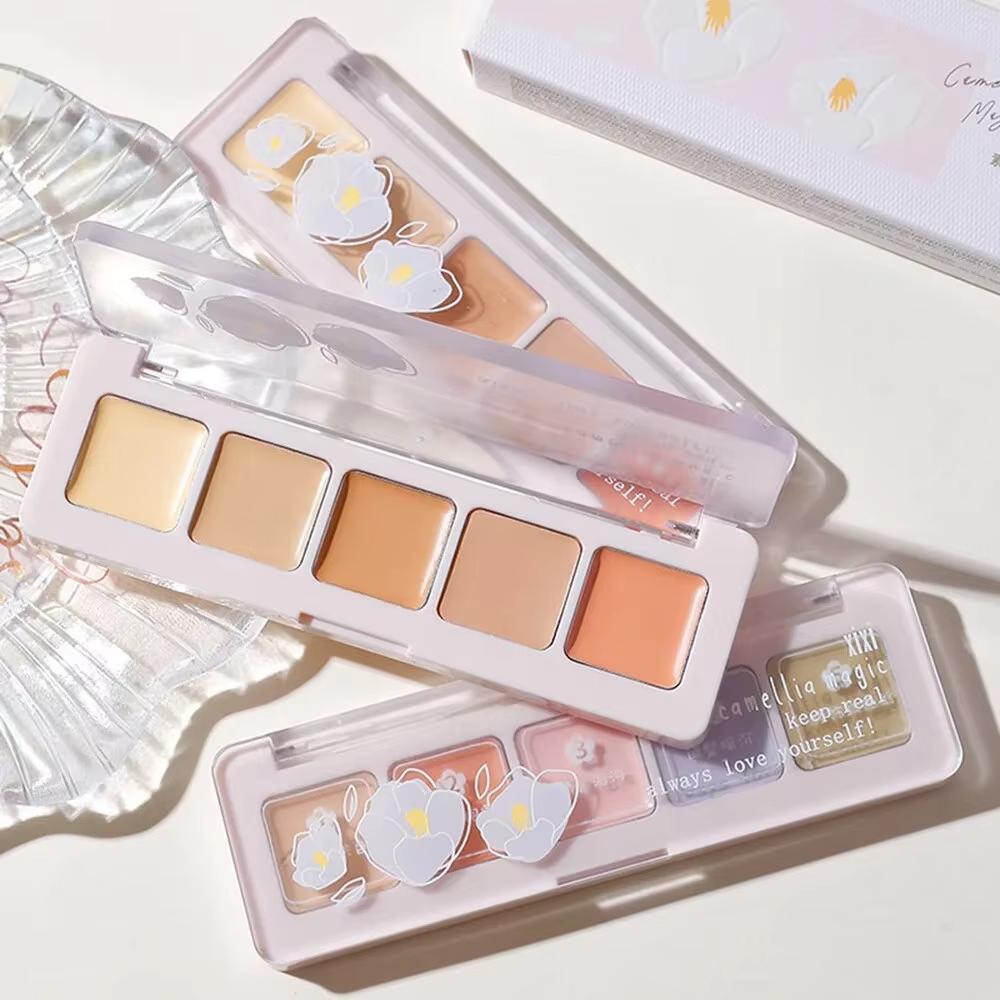 Палитра корректоров 5 цветов Палитра корректирующих консилеров для контурирования лица Хайлайтер для маскировки темных кругов и пятен