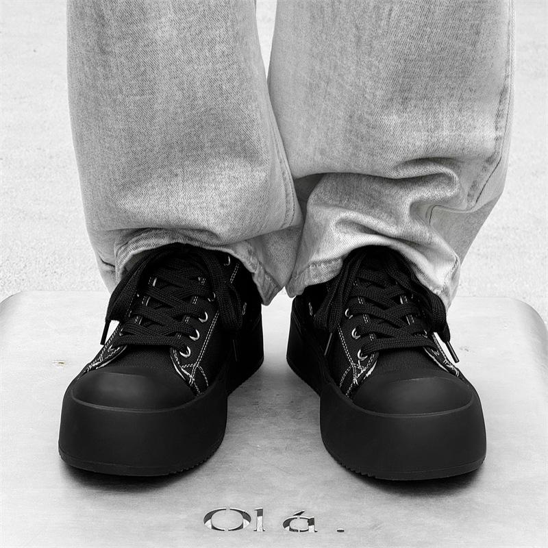 Мужские и женские парусиновые туфли в студенческом стиле, модные туфли для серфинга, британские повседневные туфли с большой головой, туфли-дерби на платформе с увеличенным голенищем 14464-J