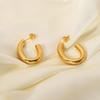 Gold Exaggerated Niche Earrings Retro Texture Titanium Steel Plated 18k Gold Earrings Women's Fashion