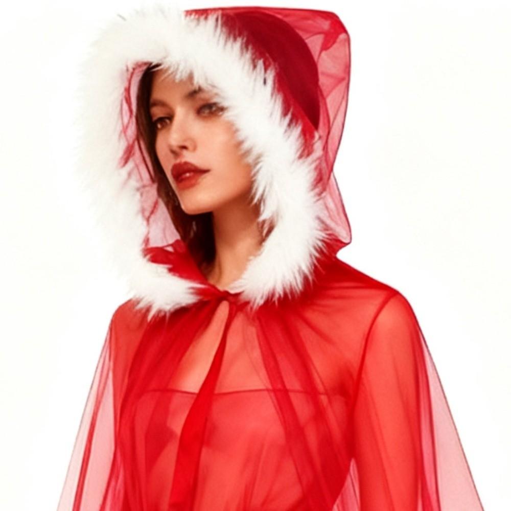 150cm/59in Red Riding Hood Polyester Cosplay Costume Cape Witch Wizard Hooded Cloak Christmas