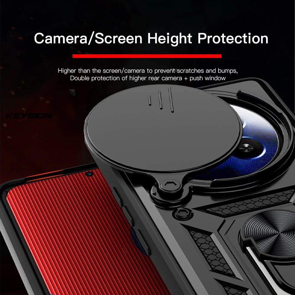 KEYSION Противоударный защитный чехол для Realme 12 Pro + 12 5G, защитное кольцо для слайдера, подставка для телефона, задняя крышка для OPPO Realme 12 5G