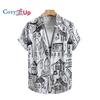 Мужская черно-белая расписанная вручную мужская рубашка с коротким рукавом, мужская рубашка, лето 2025, новинка