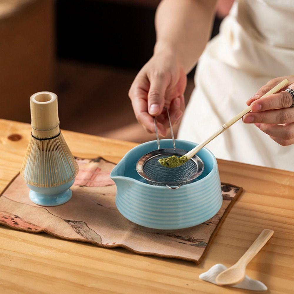 Gradient Color Matcha Bowl Ceramic Japanese Tea Cup New Matcha Whisk Holder Tea Lovers
