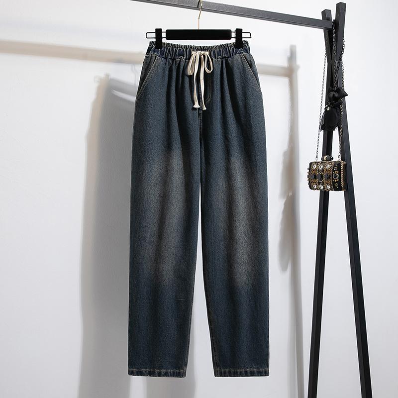 DIMANAF Большой размер 2025 Женские брюки Летние Свободные джинсы Длинные С высокой талией Базовые брюки Эластичная талия 5XL