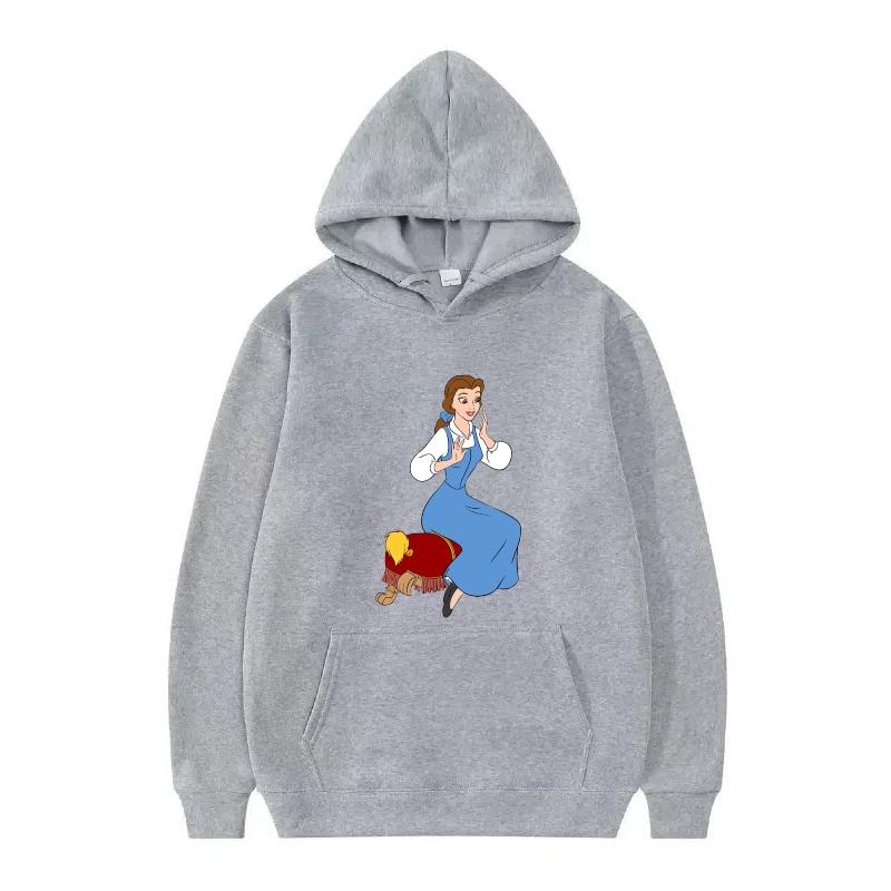 Disney Beauty And The Beast Princess Pattern Woman Loose Black Autumn Tops Clothes Pullovers Ladies Cheap Y2k Hoodies Men Sporty