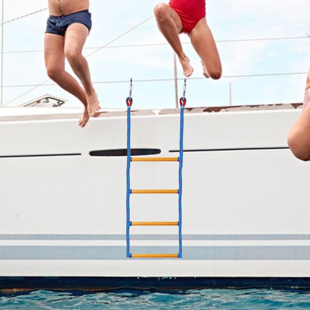 4-ступенчатая веревочная лестница для лодки, складная морская веревочная лестница, сверхпрочная альпинистская веревка, портативная веревочная посадочная лестница