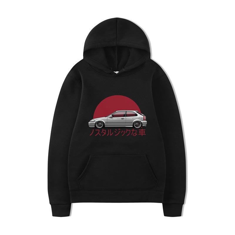 Independence Station Autumn And Winter Car Printing Hooded Sweater Men'S And Women'S Loose Couple Top