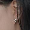 POSTLUDE [SILVER] HEART CC 4 CZ EARRINGS (3 colors)