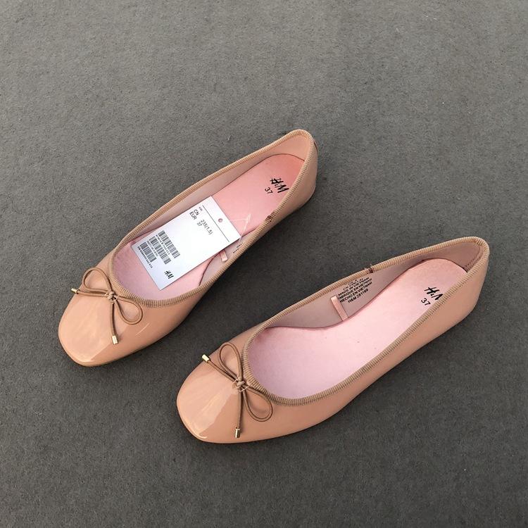 New Style Solid Color Bowknot Pu Flats Fashionable Casual Versatile Large Single Shoes Soft Sole Comfortable Shallow Sweet 35-42
