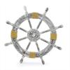 Nautical Decorative Premium Pine Wood Ship Wheel With Rope Center Motif Captain Maritime Beach Home Decor Gift 60.96 Cm