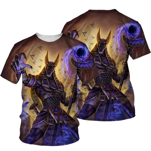 Summer Mens T-shirt Egyptian Pharaoh 3D Printed Short Sleeved Retro Style T Shirt Quick Drying Men's Round Neck Loose Tops