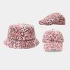 Distressed Retro Leopard Print Pink Bucket Hat, Women's Spring Summer Fashion Statement Newsboy Cap, Sunshade Baseball Cap