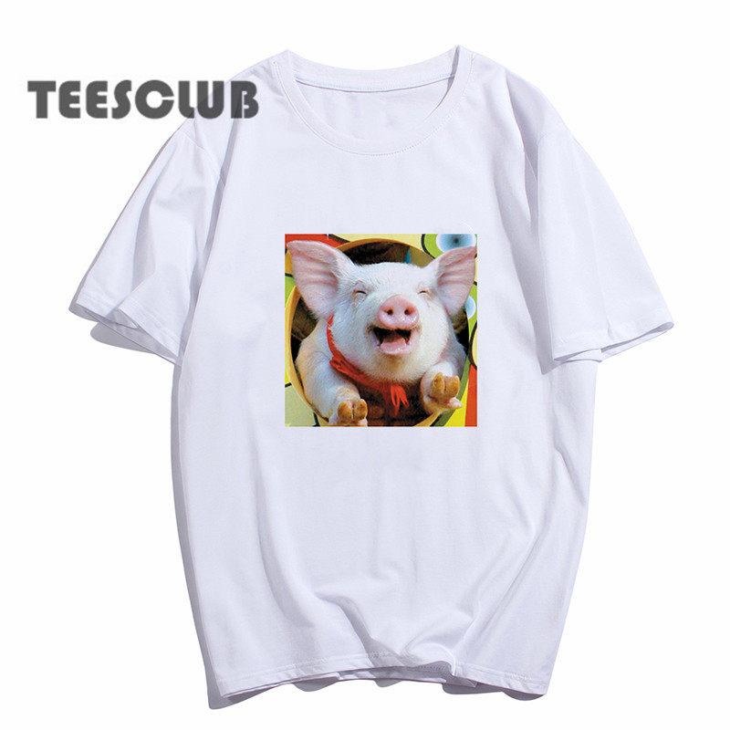 Cute Little Fragrant Pig Unisex T Shirt Summer Personalized Pig Print Childrens and Adult Fashionable Casual Style Tshirt
