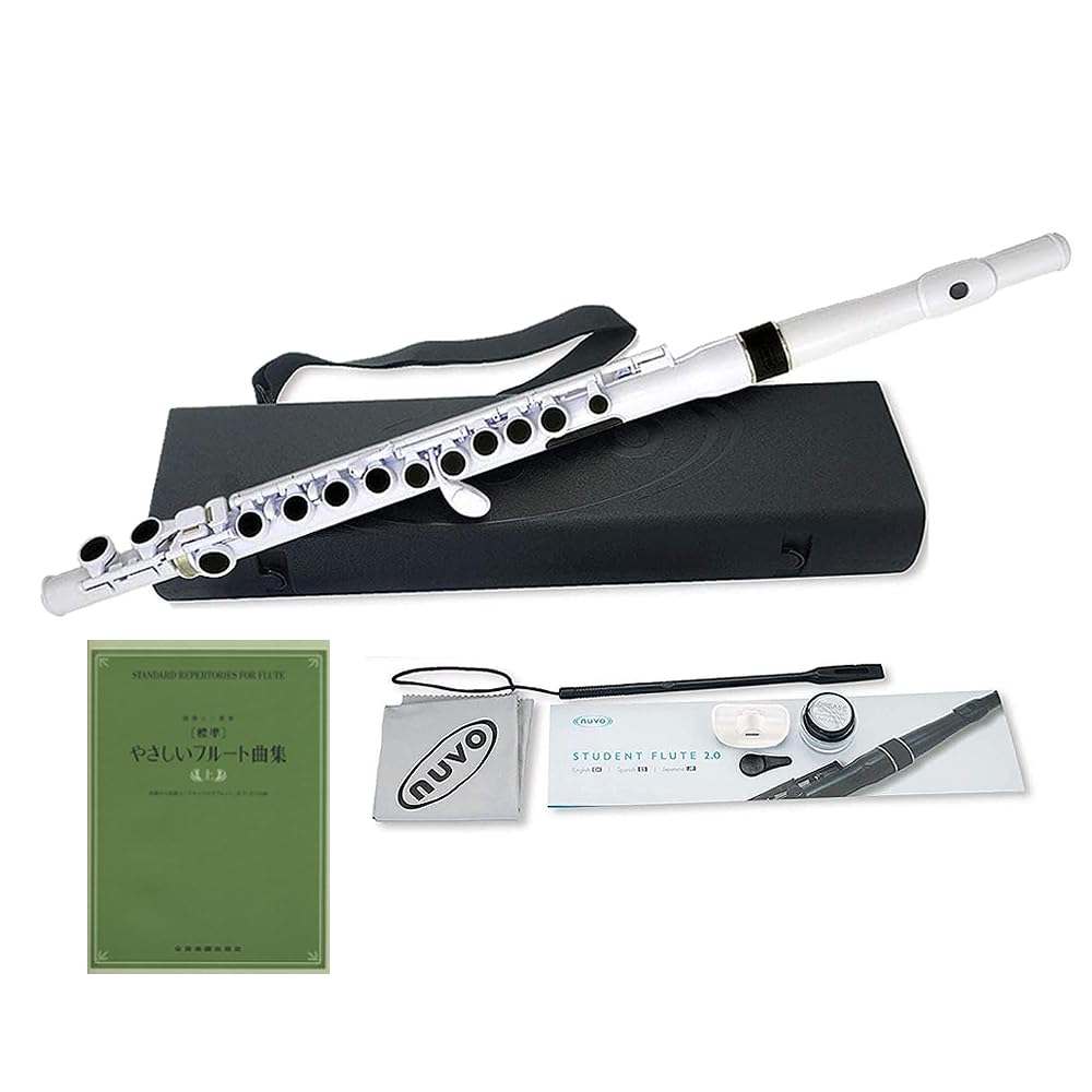 Nuvo Пластиковый духовой инструмент Флейта До мажор Студенческая флейта Студенческая флейта Легкие песни для флейты Набор 2.0 Белый/Черный