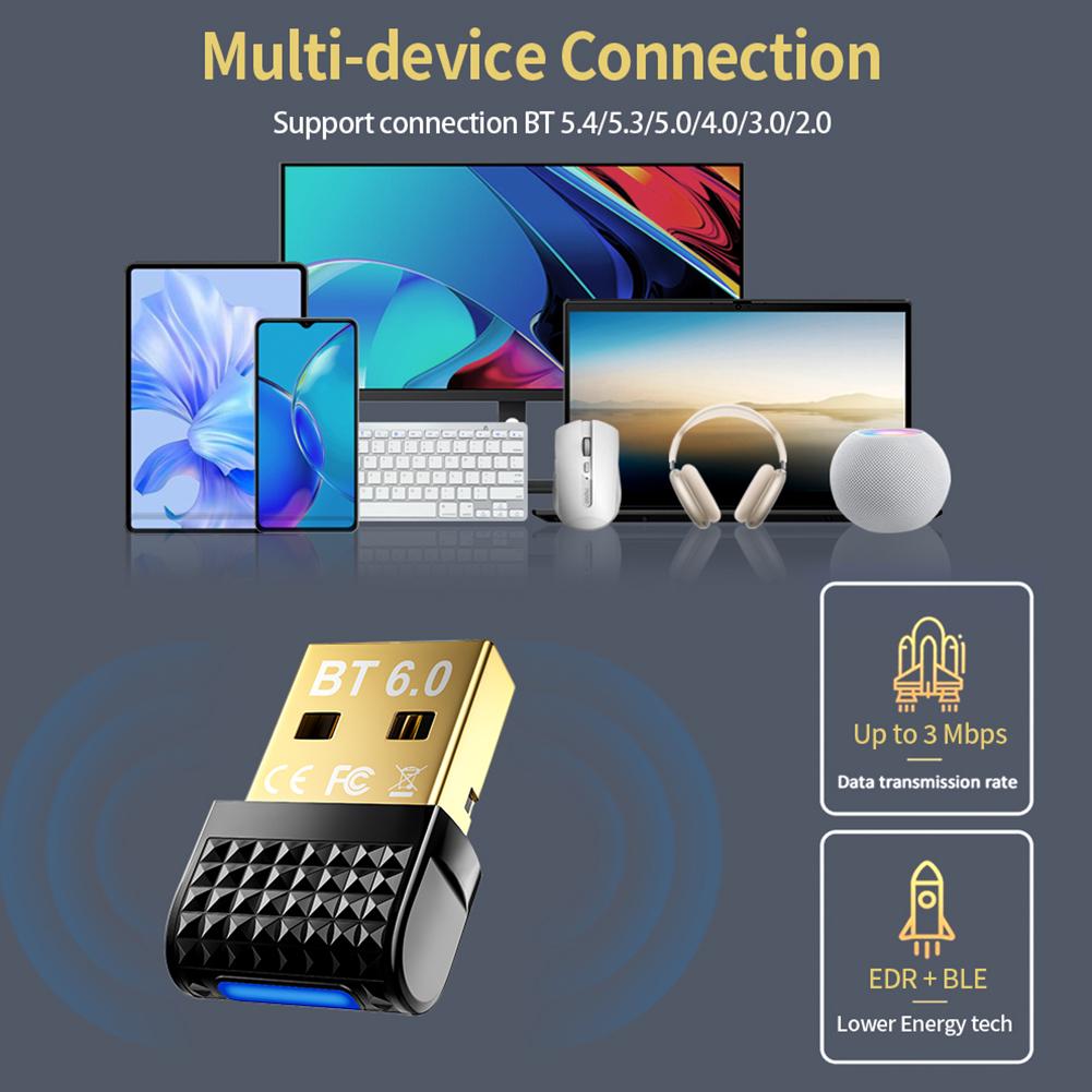 1-5 шт. Адаптер BT 6.0 USB BT Адаптер Plug and Play Беспроводной BT Передатчик Приемник для ПК Динамик Беспроводная мышь Клавиатура