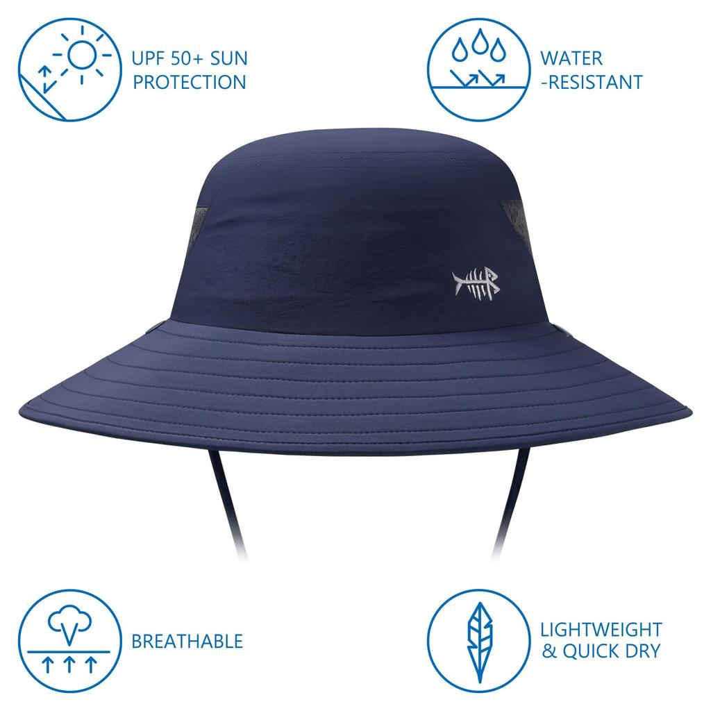 Bassdash Foldable Fishing Hat with 360° Sun Protection, 3-Way Protection, UPF 50+ Water-Repellent, Unisex Outdoor Hat (Dark Blue)