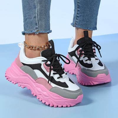 Новые модные женские теннисные туфли на толстой подошве, кроссовки для весны и осени, женские кроссовки из искусственной кожи на платформе для бега