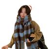 Yu Shuxin Style Plaid Cashmere Scarf - Women's Winter Korean Fashion, Thick & Warm