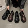 Retro British Style Black Platform Loafers Women's 2025 Autumn and Winter New Fashion Versatile with Skirt Small Leather Shoes