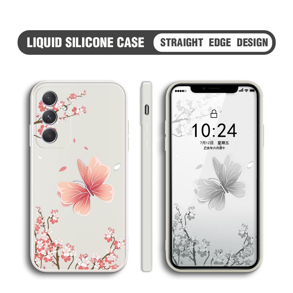 Чехол для телефона с изображением мультяшных бабочек и цветов, квадратный, жидкий силикон, TPU, полное покрытие камеры, противоударный защитный чехол для Samsung Infinix Tecno