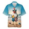 Funny Cartoon Chicken Graphic Shirts For Men Clothes Casual Hawaiian Rooster Beach Shirt Aloha Button Clothing Eggs Short Sleeve