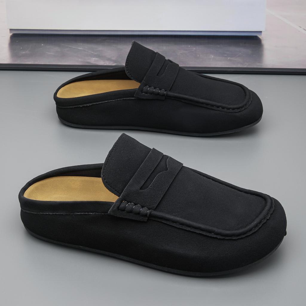Men's Fashionable Soft Sole Slip In Half Slipper, Spring and Summer Fashionable Sole, Casual Sports Shoes, Suede Leather Surface