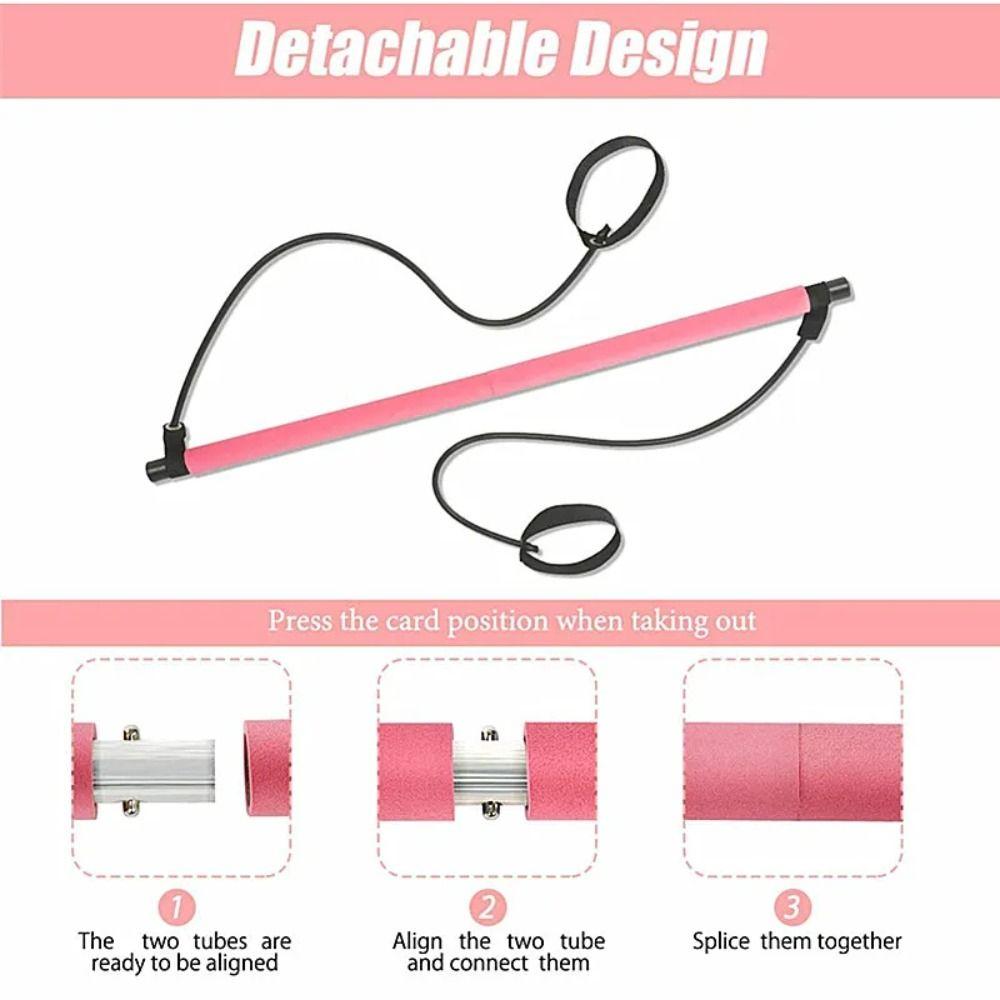 С Ab Roller Pilates Bar Kit Stretching Yoga Resistance Bands Foot Loop Pilates Sticks Exercise