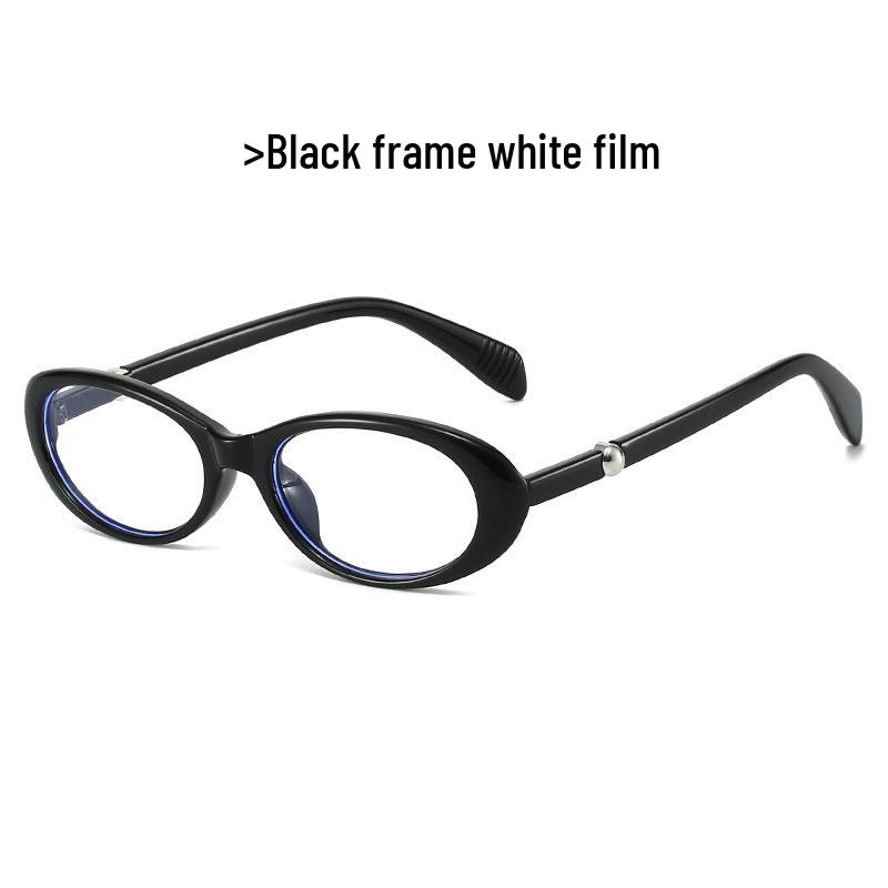 High-End Oval Pearl Glasses for Women - No Makeup Look, Anti-Blue Light, Cute Black Frame