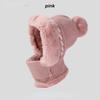Women Faux Fur Knitted Trapper Hat Ski Cap Pom Pom Cossack Scarf Face Warmer Hat